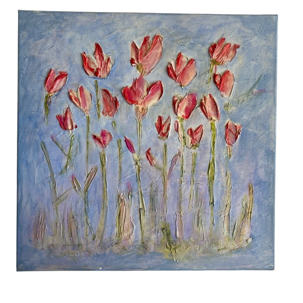 Floral Canvas Art with Pink Flowers